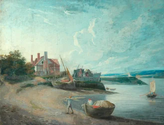 Rivierscène met boten, 1815